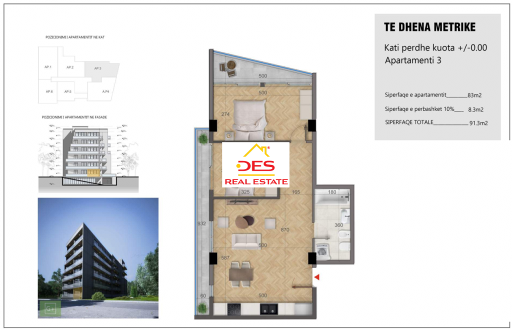 Bild 1 – Zum Verkauf: Wohnung 2+1 in einem im Bau befindlichen Komplex in Ksamil, Saranda