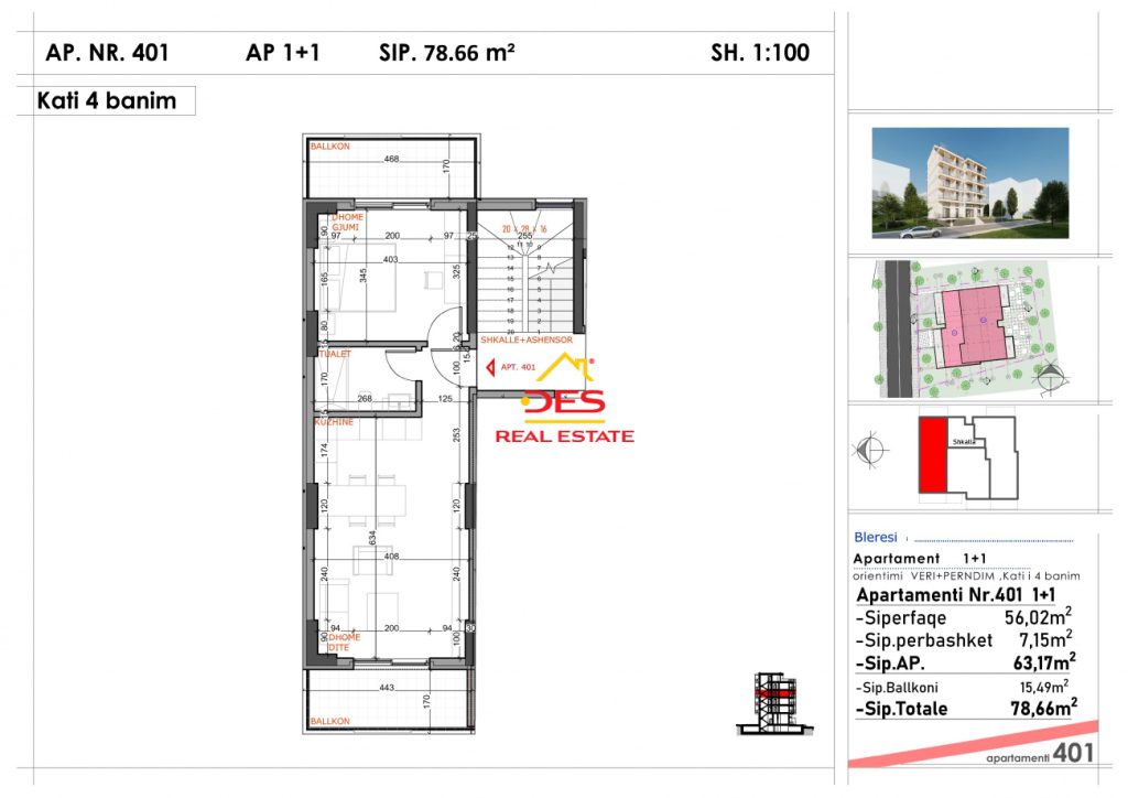 Bild 2 – Zum Verkauf steht eine 1+1 Wohnung in einem im Bau befindlichen Komplex in Saranda