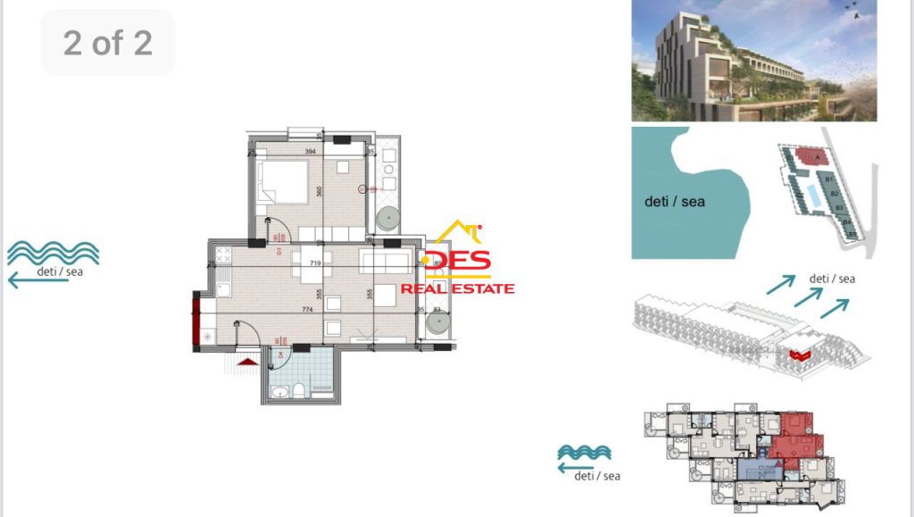 Bild 1 – Zum Verkauf steht eine 1+1 Wohnung in einem im Bau befindlichen Komplex in Saranda.