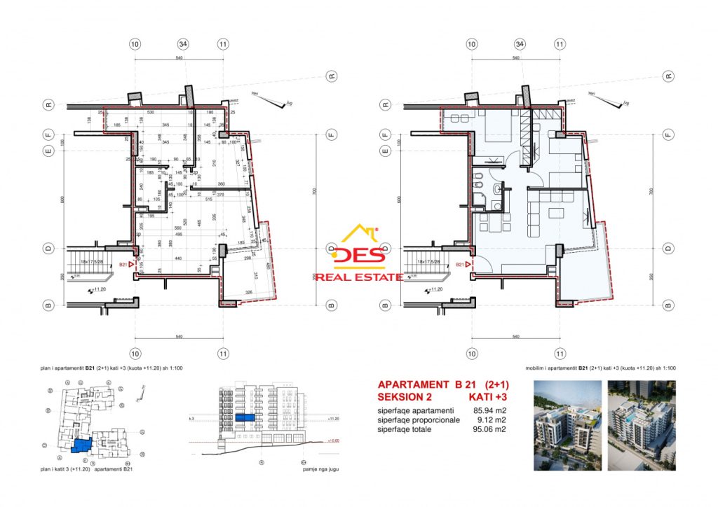 Bild 2 – Zum Verkauf steht eine 2+1 Wohnung in einem sich im Bau befindlichen Komplex in Saranda