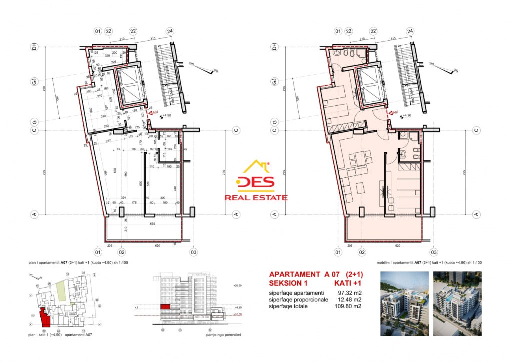Bild 2 – Die 2+1+2 Wohnung in einem im Bau befindlichen Komplex in Sarandë steht zum Verkauf