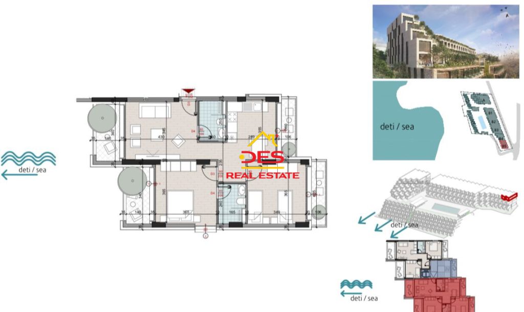 Bild 1 – Die 2+1+2 Wohnung in einem im Bau befindlichen Komplex in Sarandë steht zum Verkauf