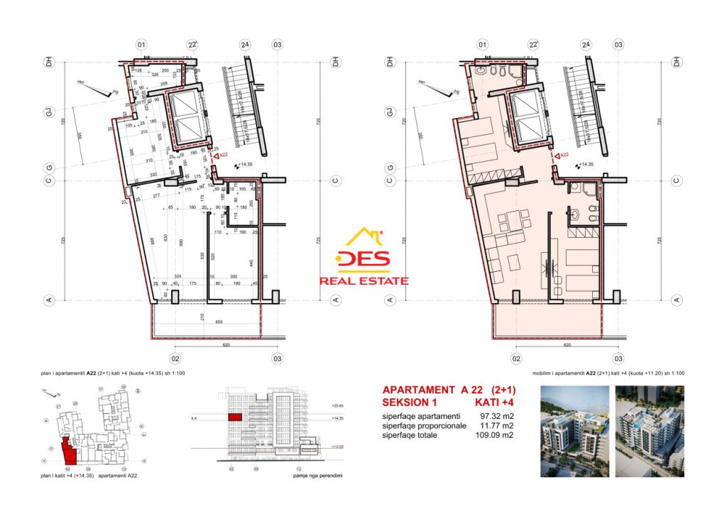Bild 2 – Eine 2+1+2 Wohnung in einem im Bau befindlichen Komplex in Saranda steht zum Verkauf