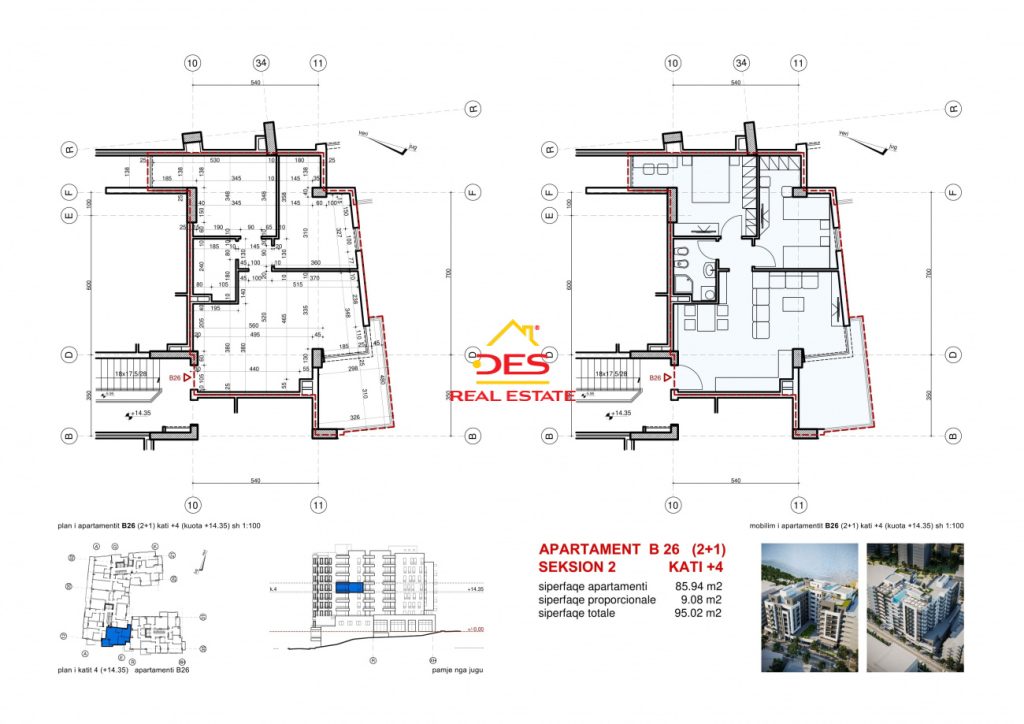 Bild 1 – Zum Verkauf steht eine 2+1 Wohnung in einem im Bau befindlichen Komplex in Saranda