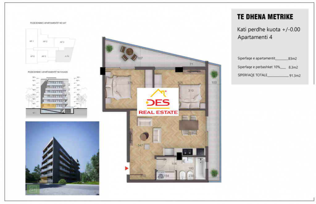Bild 1 – ZU VERKAUFEN: 2+1 APARTMENT IN EINEM IM BAU BEFINDLICHEN KOMPLEX IN KSAMIL, SARANDA