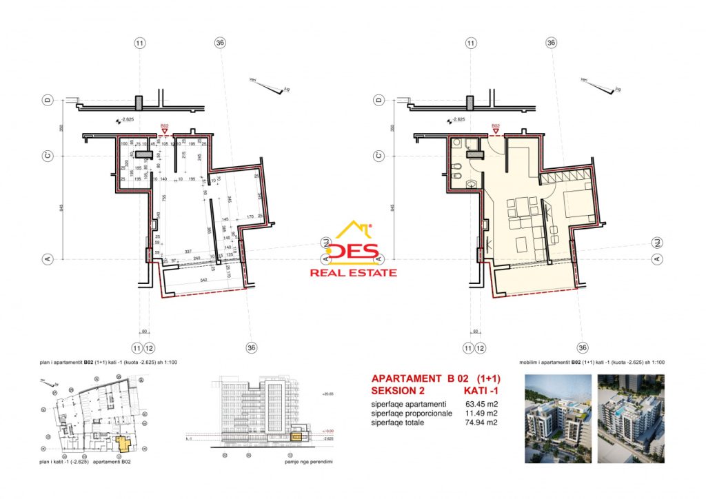 Bild 3 – Zum Verkauf steht eine 1+1 Wohnung in einem im Bau befindlichen Komplex in Saranda