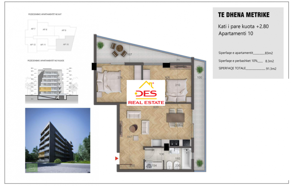Bild 2 – Zum Verkauf steht eine 2+1 Wohnung in einem im Bau befindlichen Komplex in Ksamil, Saranda