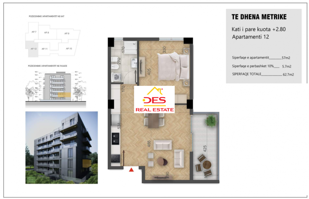 Bild 2 – Zum Verkauf steht eine 1+1 Wohnung in einem im Bau befindlichen Komplex in Ksamil, Saranda.
