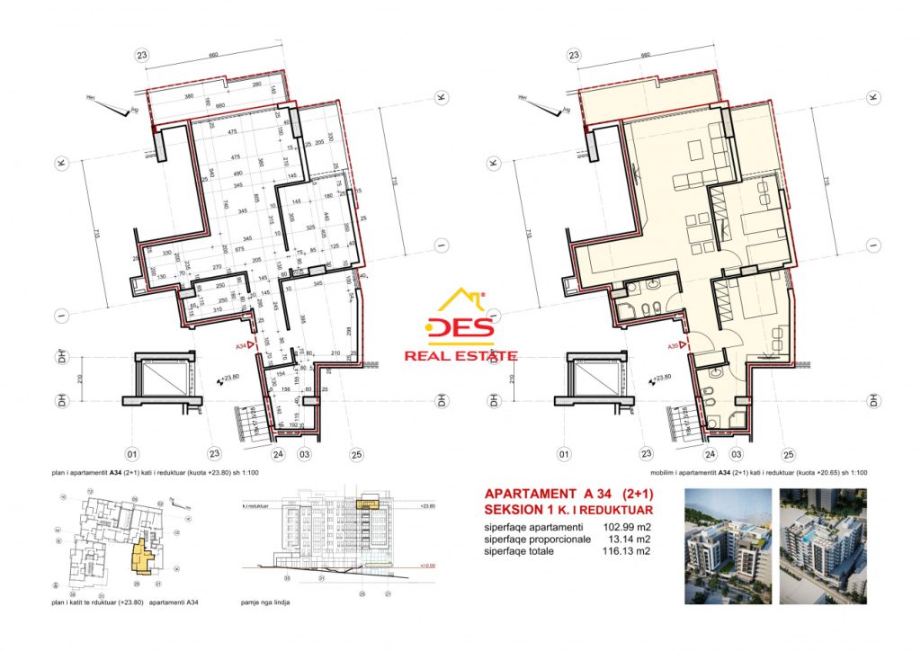 Bild 2 – Eine 2+1+2 Wohnung in einem im Bau befindlichen Komplex in Saranda steht zum Verkauf