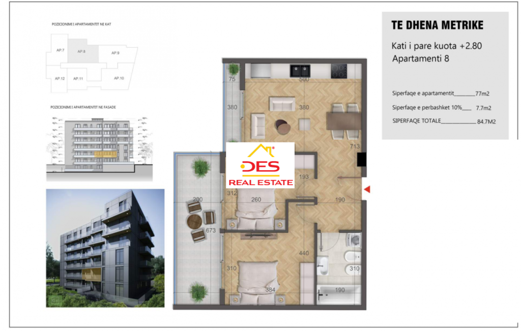 Bild 1 – Zum Verkauf steht eine 2+1 Wohnung in einem im Bau befindlichen Komplex in Ksamil, Saranda