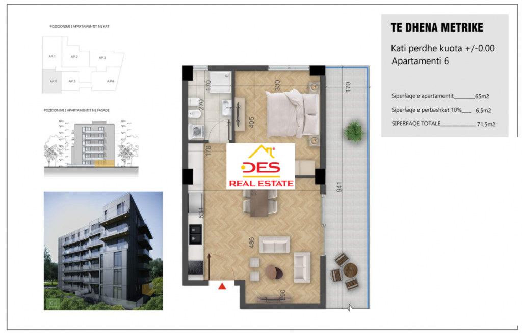 Bild 2 – Zum Verkauf steht eine 1+1 Wohnung in einem im Bau befindlichen Komplex in Ksamil, Saranda