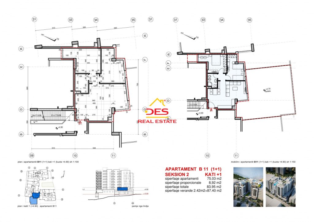 Bild 1 – Zum Verkauf steht eine 2+1 Wohnung in einem im Bau befindlichen Komplex in Saranda